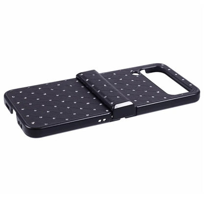 For Samsung Galaxy Z Flip4 5G Case Leather + PC Hinge Shockproof Phone Cover Bling Glitter Rhinestone