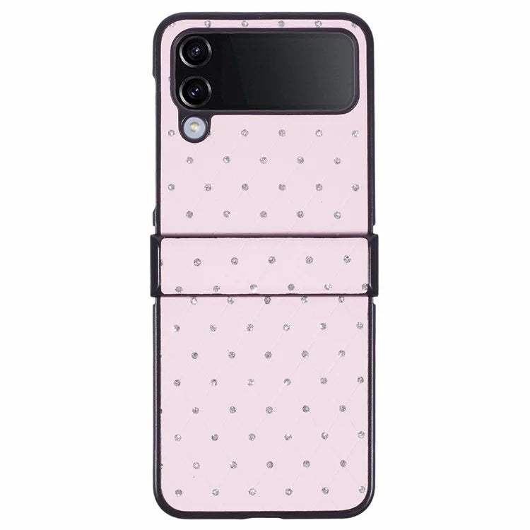 For Samsung Galaxy Z Flip4 5G Case Leather + PC Hinge Shockproof Phone Cover Bling Glitter Rhinestone