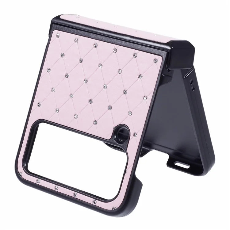 For Samsung Galaxy Z Flip4 5G Case Leather + PC Hinge Shockproof Phone Cover Bling Glitter Rhinestone