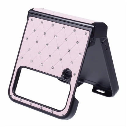 For Samsung Galaxy Z Flip4 5G Case Leather + PC Hinge Shockproof Phone Cover Bling Glitter Rhinestone