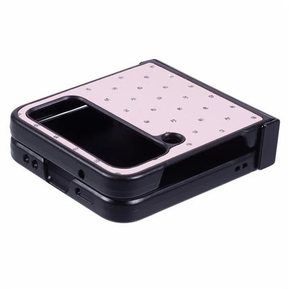 For Samsung Galaxy Z Flip4 5G Case Leather + PC Hinge Shockproof Phone Cover Bling Glitter Rhinestone