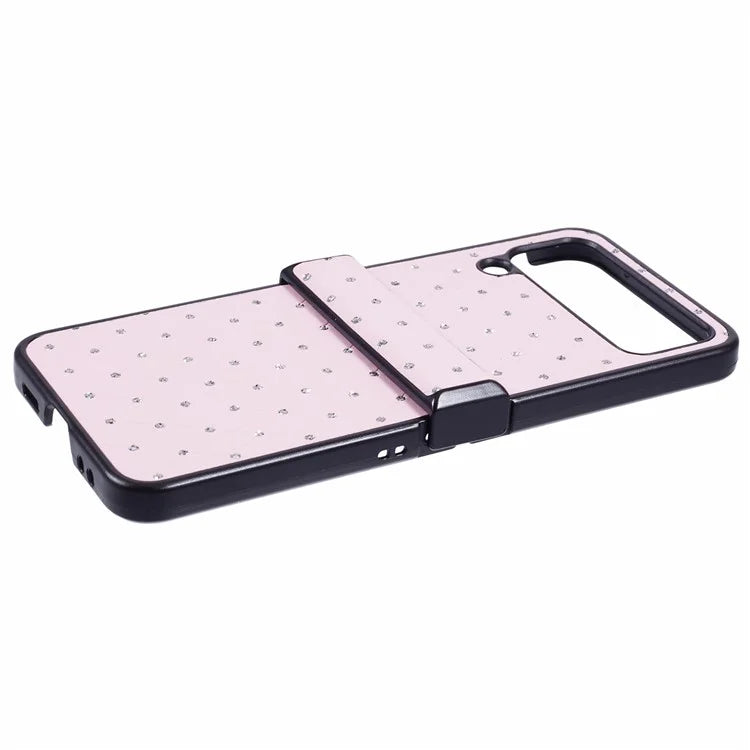 For Samsung Galaxy Z Flip4 5G Case Leather + PC Hinge Shockproof Phone Cover Bling Glitter Rhinestone