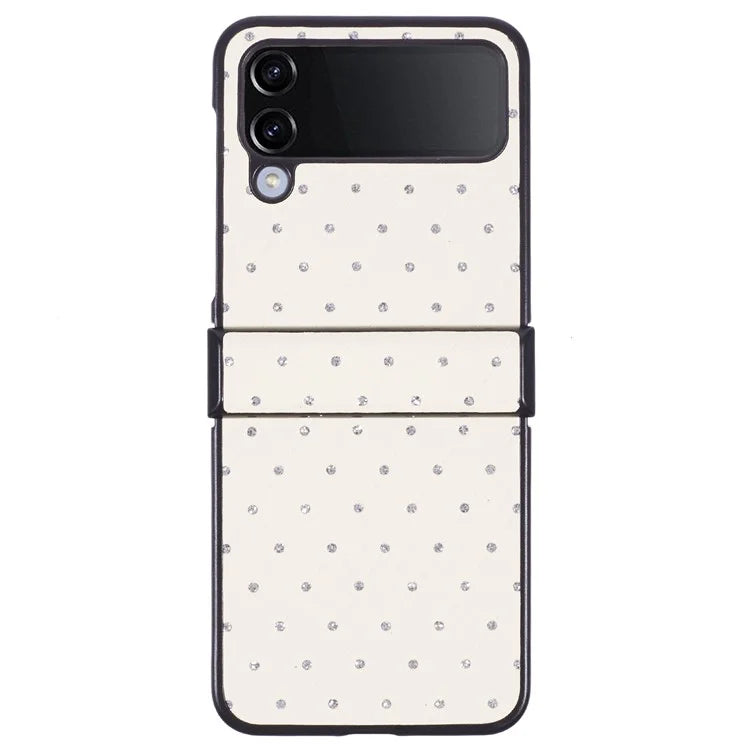 For Samsung Galaxy Z Flip4 5G Case Leather + PC Hinge Shockproof Phone Cover Bling Glitter Rhinestone