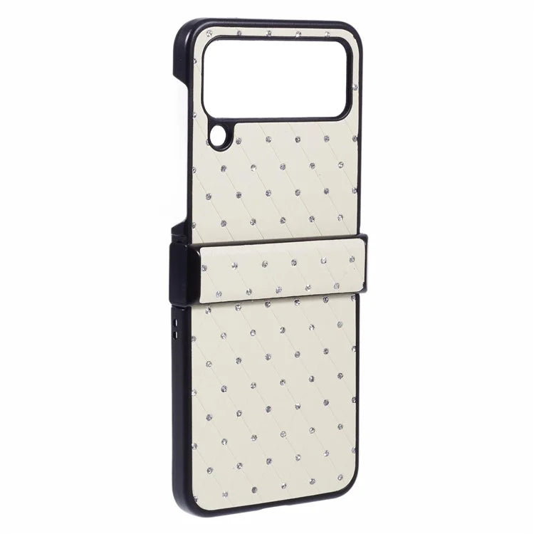 For Samsung Galaxy Z Flip4 5G Case Leather + PC Hinge Shockproof Phone Cover Bling Glitter Rhinestone