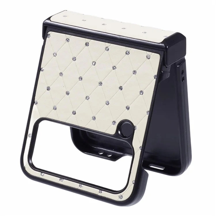 For Samsung Galaxy Z Flip4 5G Case Leather + PC Hinge Shockproof Phone Cover Bling Glitter Rhinestone