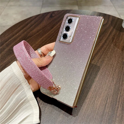 For Honor Magic Vs2 5G Case Hard PC Glitter Bling Protective Phone Cover with Strap