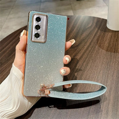 For Honor Magic Vs2 5G Case Hard PC Glitter Bling Protective Phone Cover with Strap