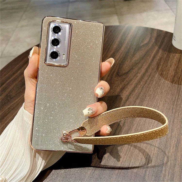 For Honor Magic Vs2 5G Case Hard PC Glitter Bling Protective Phone Cover with Strap