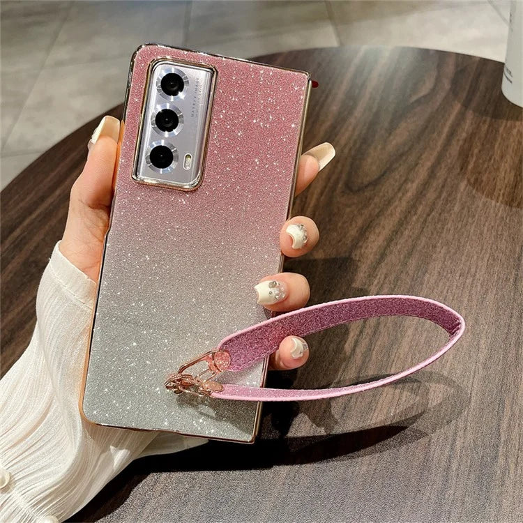 For Honor Magic Vs2 5G Case Hard PC Glitter Bling Protective Phone Cover with Strap
