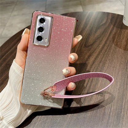 For Honor Magic Vs2 5G Case Hard PC Glitter Bling Protective Phone Cover with Strap