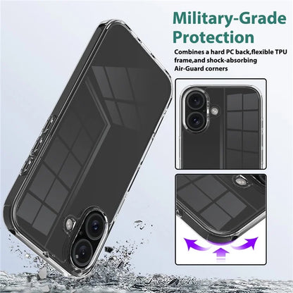 For iPhone 16 Plus Case Crystal Transparent Acrylic + TPU Phone Cover