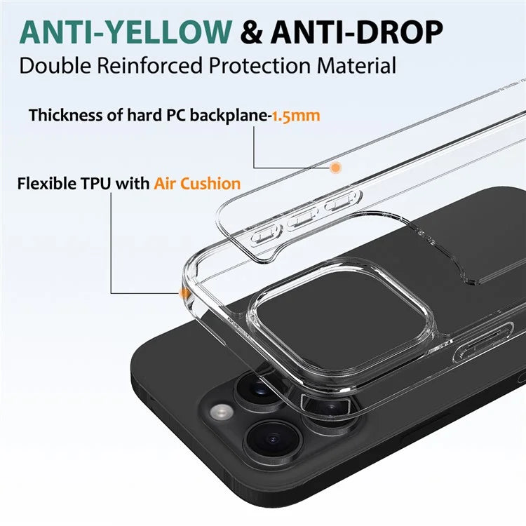 For iPhone 16 Pro Max Clear Case Shockproof Acrylic + TPU Phone Cover