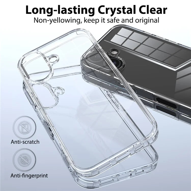 For iPhone 16 Case Clear Shockproof Acrylic + TPU Phone Cover
