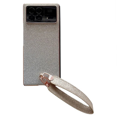 For Xiaomi Mix Fold 3 5G Case with Hand Strap Hard PC Glitter Folding Phone Cover