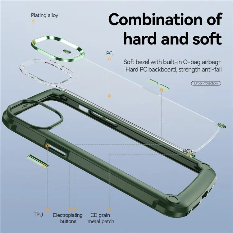 For iPhone 16 Pro Case PC + TPU Shockproof Anti-Scratch Phone Cover