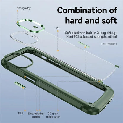 For iPhone 16 Pro Max Case Hybrid PC + TPU Back Phone Cover with Alloy Lens Frame