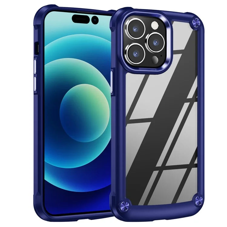 For iPhone 16 Pro Max Case Hybrid PC + TPU Back Phone Cover with Alloy Lens Frame