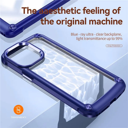 For iPhone 16 Pro Max Case Hybrid PC + TPU Back Phone Cover with Alloy Lens Frame