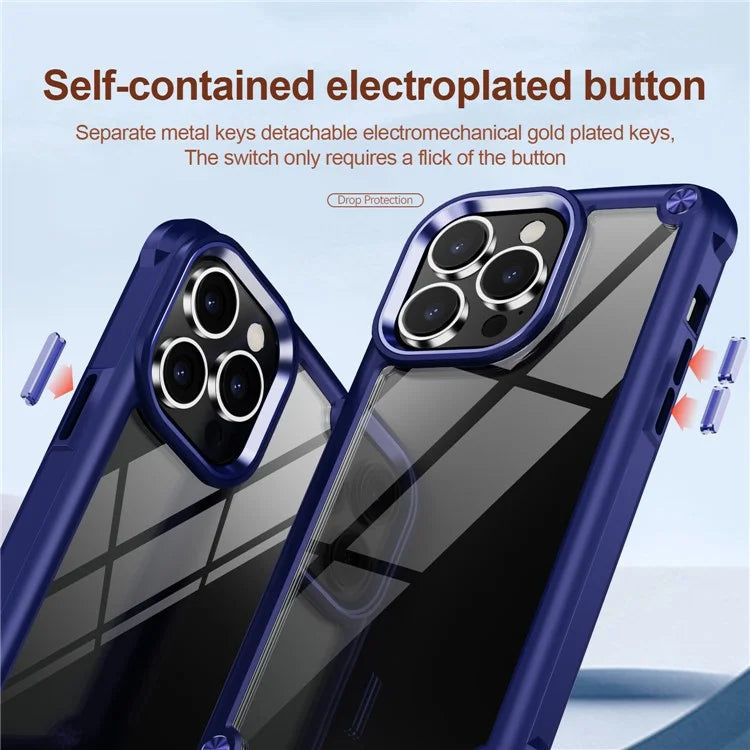 For iPhone 16 Pro Max Case Hybrid PC + TPU Back Phone Cover with Alloy Lens Frame
