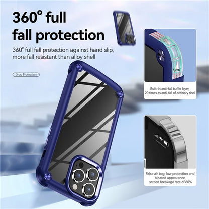 For iPhone 16 Pro Max Case Hybrid PC + TPU Back Phone Cover with Alloy Lens Frame