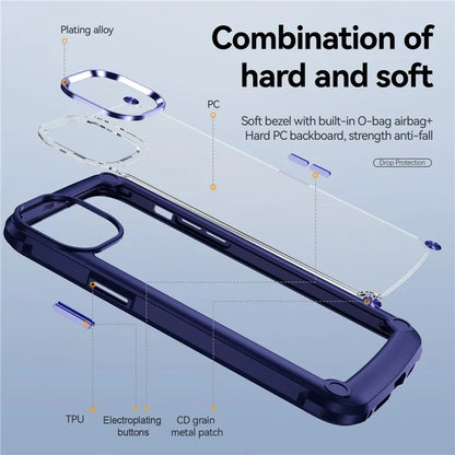 For iPhone 16 Pro Max Case Hybrid PC + TPU Back Phone Cover with Alloy Lens Frame