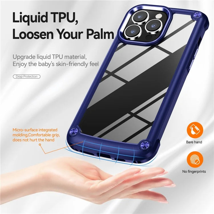 For iPhone 16 Pro Max Case Hybrid PC + TPU Back Phone Cover with Alloy Lens Frame
