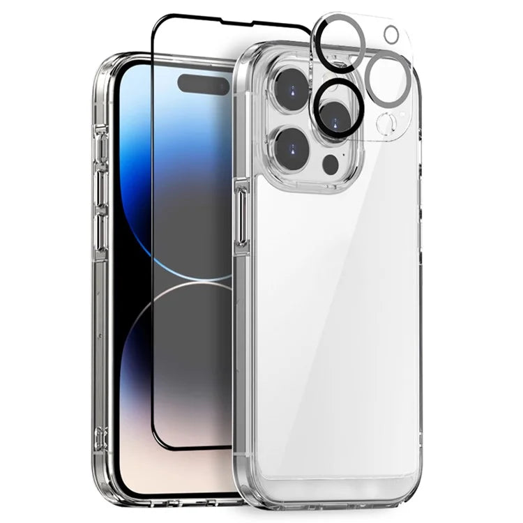 NORTHJO For iPhone 14 Pro Max Case Clear PC+TPU Phone Cover + Screen Protector + Camera Lens Protector
