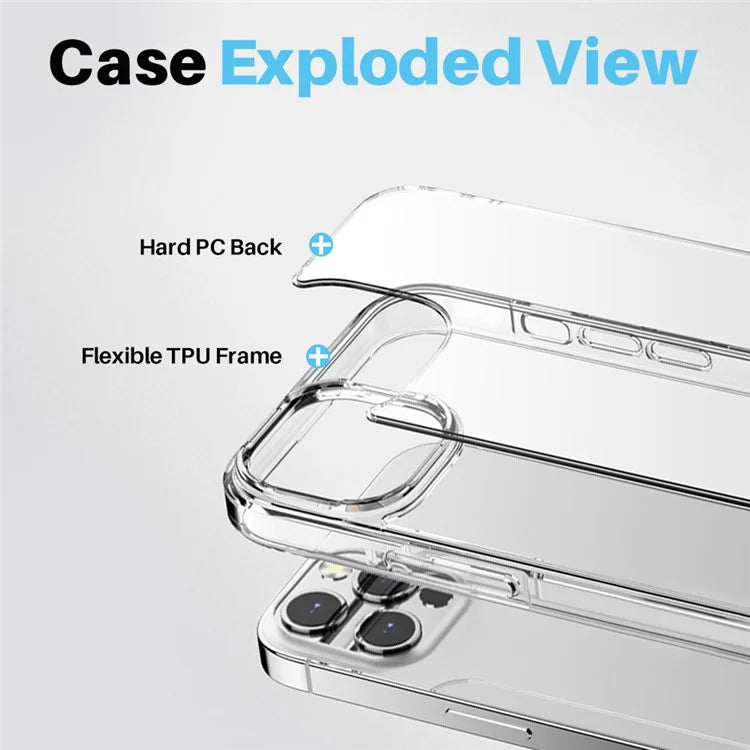 NORTHJO For iPhone 14 Pro Max Case Clear PC+TPU Phone Cover + Screen Protector + Camera Lens Protector