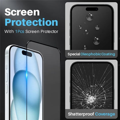 NORTHJO For iPhone 15 Plus Case Clear Shockproof PC+TPU Phone Cover + Screen Protector + Camera Lens Protector