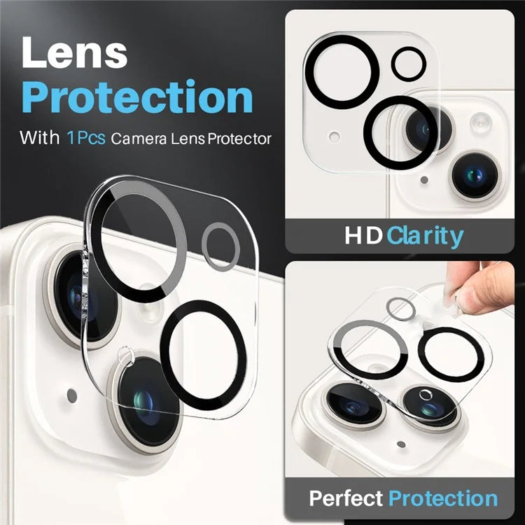 NORTHJO For iPhone 15 Plus Case Clear Shockproof PC+TPU Phone Cover + Screen Protector + Camera Lens Protector