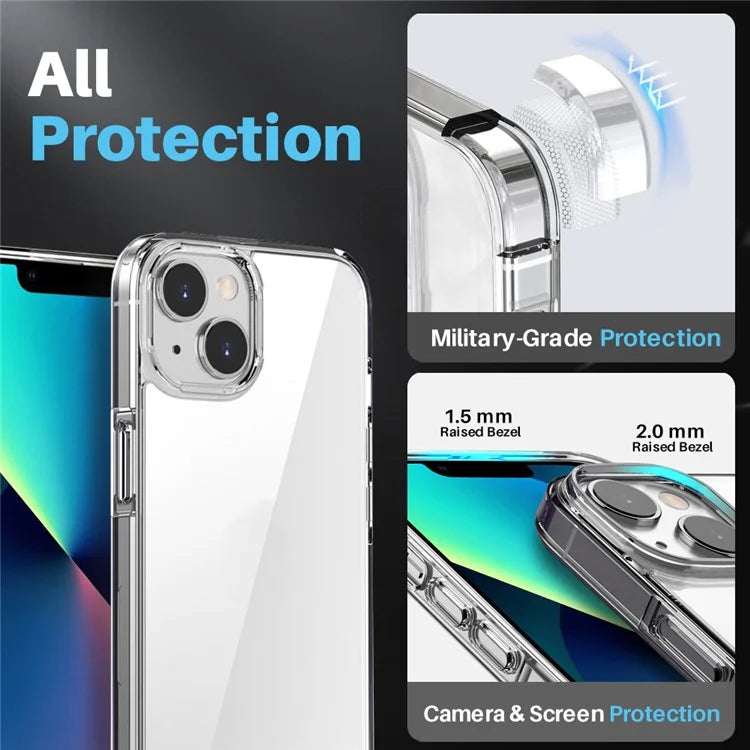 NORTHJO For iPhone 13 Case Shockproof PC+TPU Phone Cover Set with Screen Protector, Camera Lens Protector