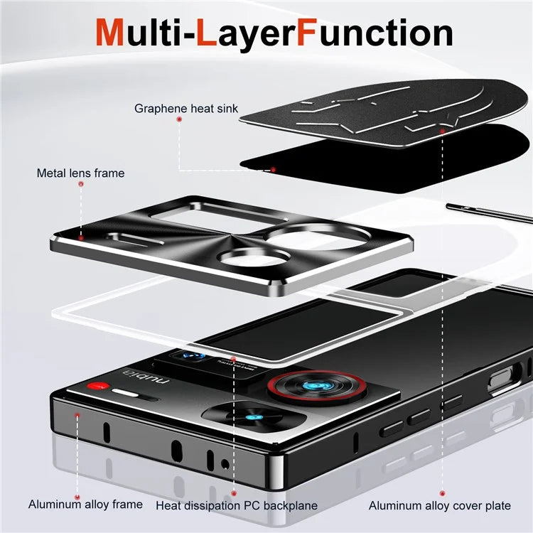 For ZTE nubia Z60 Ultra Case Aluminium Alloy+PC Phone Cover Graphene Heat Dissipation
