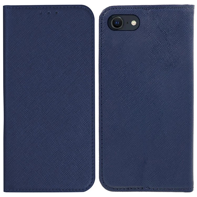 For iPhone SE (2024) Case Wallet PU Leather Phone Cover Cross Texture Magnetic Absorption