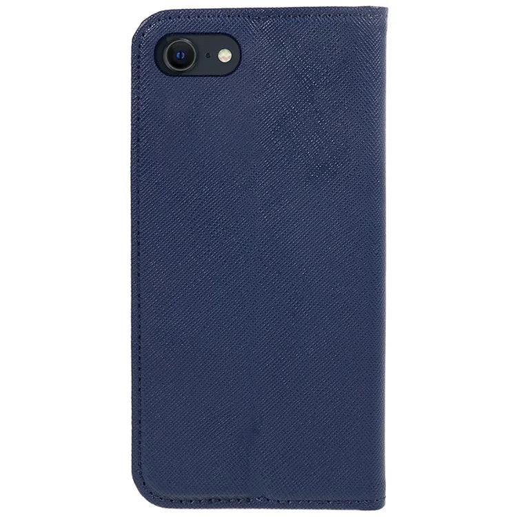 For iPhone SE (2024) Case Wallet PU Leather Phone Cover Cross Texture Magnetic Absorption