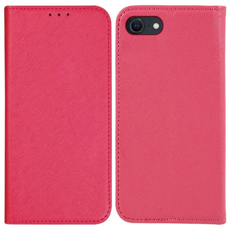 For iPhone SE (2024) Case Wallet PU Leather Phone Cover Cross Texture Magnetic Absorption