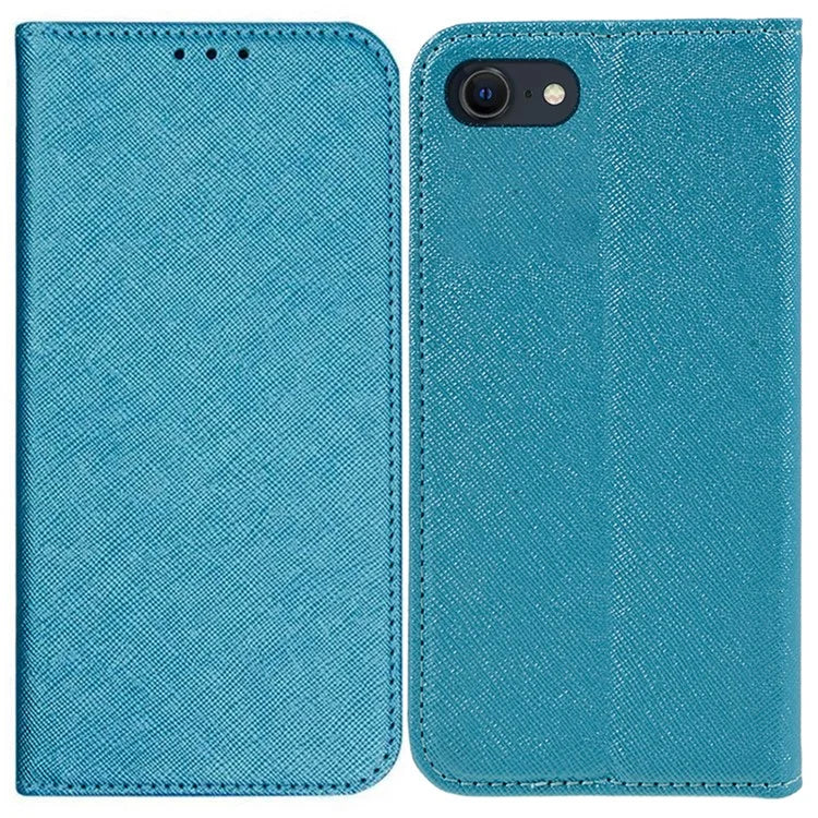 For iPhone SE (2024) Case Wallet PU Leather Phone Cover Cross Texture Magnetic Absorption