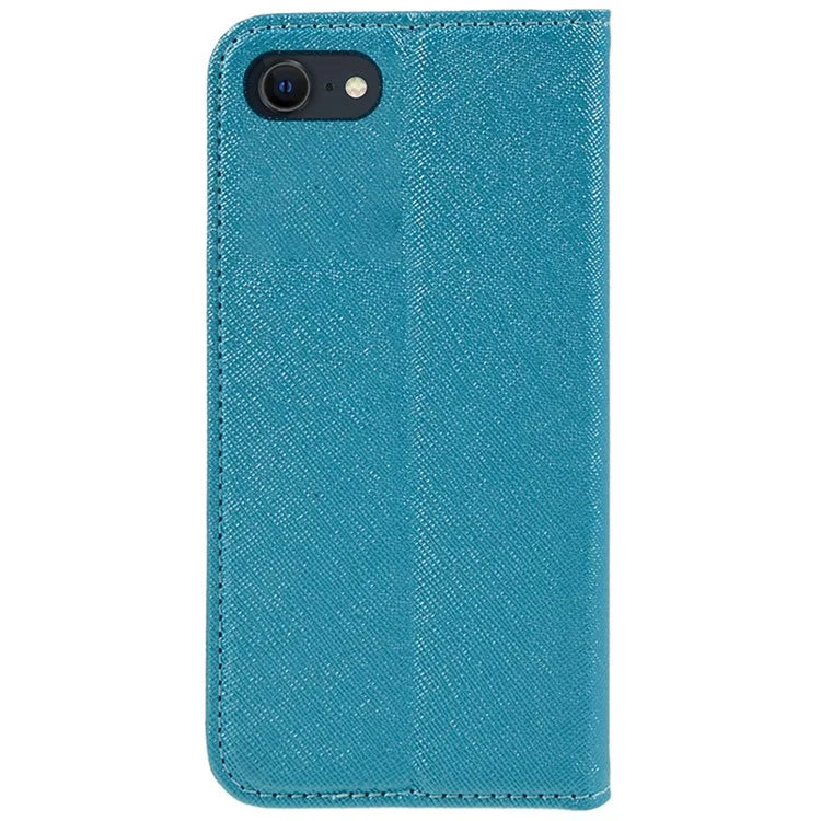 For iPhone SE (2024) Case Wallet PU Leather Phone Cover Cross Texture Magnetic Absorption