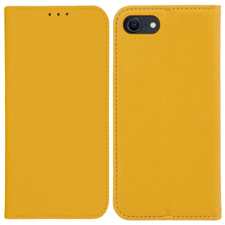 For iPhone SE (2024) Case Wallet PU Leather Phone Cover Cross Texture Magnetic Absorption