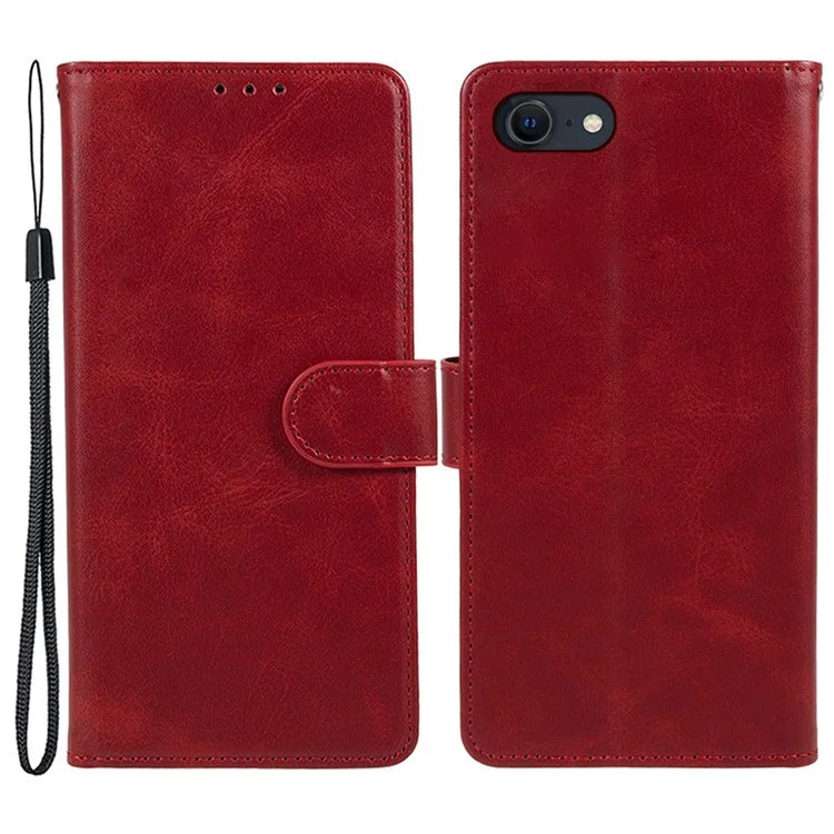 For iPhone SE (2024) Case Calf Texture Leather Phone Cover Full Shockproof Protection