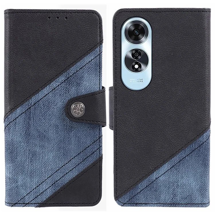 For Oppo A60 4G Case PU Leather Stand Wallet Splicing Phone Cover