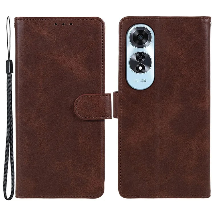 For Oppo A60 4G Case Leather Phone Cover Calf Texture Magnetic Clasp Flip