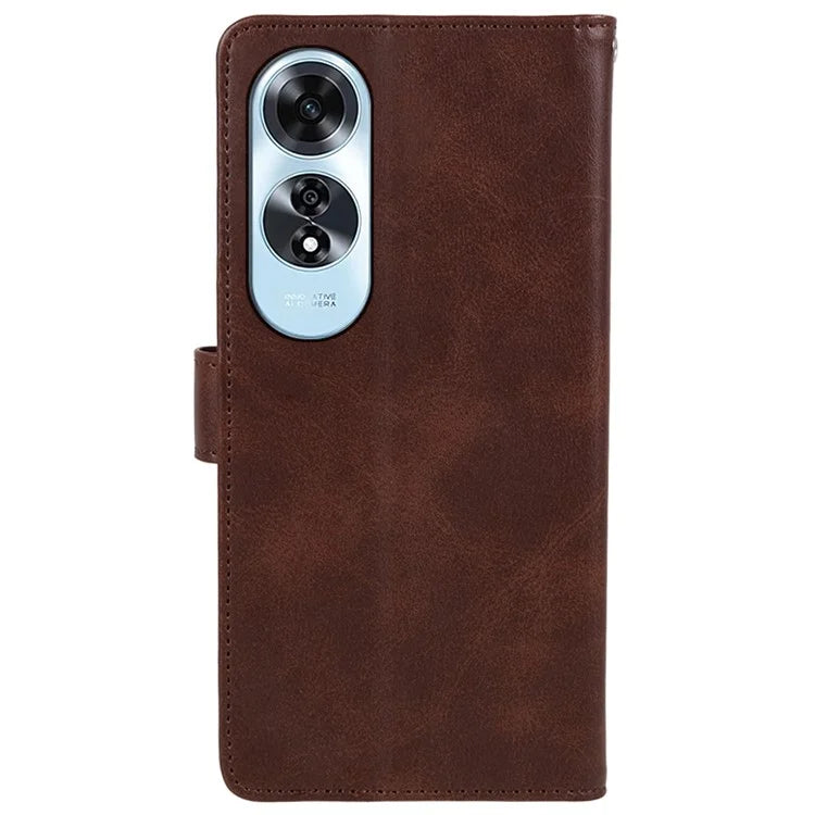 For Oppo A60 4G Case Leather Phone Cover Calf Texture Magnetic Clasp Flip