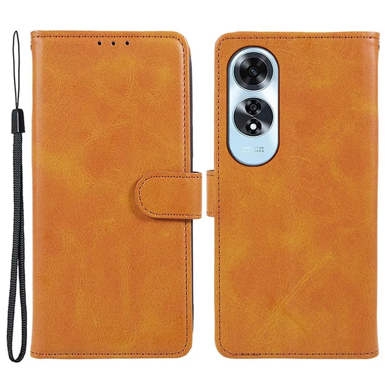 For Oppo A60 4G Case Leather Phone Cover Calf Texture Magnetic Clasp Flip