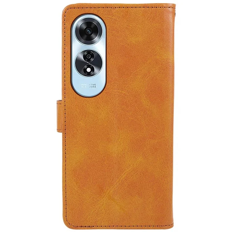 For Oppo A60 4G Case Leather Phone Cover Calf Texture Magnetic Clasp Flip