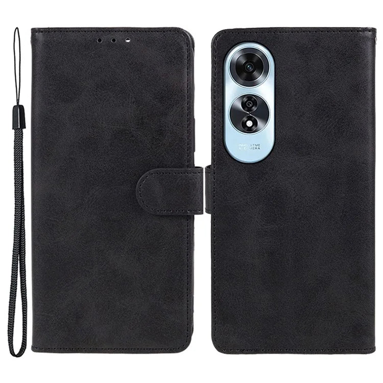 For Oppo A60 4G Case Leather Phone Cover Calf Texture Magnetic Clasp Flip