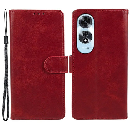For Oppo A60 4G Case Leather Phone Cover Calf Texture Magnetic Clasp Flip