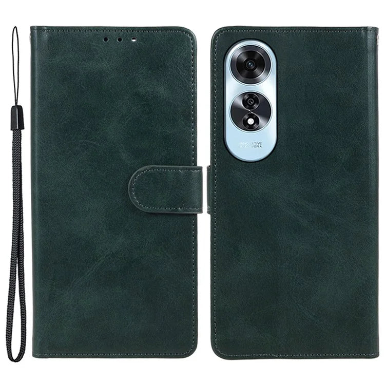 For Oppo A60 4G Case Leather Phone Cover Calf Texture Magnetic Clasp Flip