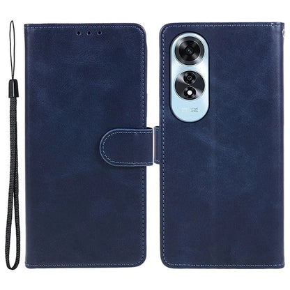 For Oppo A60 4G Case Leather Phone Cover Calf Texture Magnetic Clasp Flip