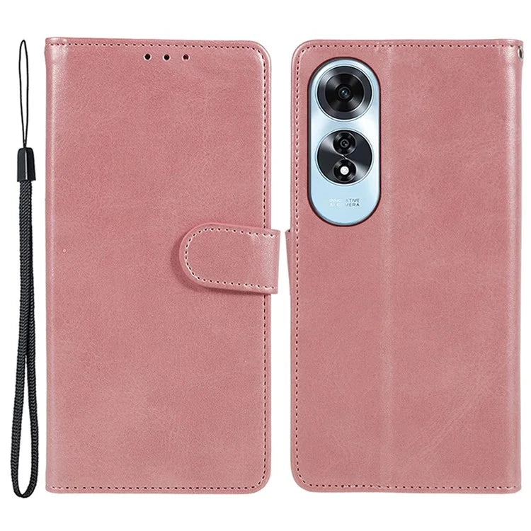 For Oppo A60 4G Case Leather Phone Cover Calf Texture Magnetic Clasp Flip