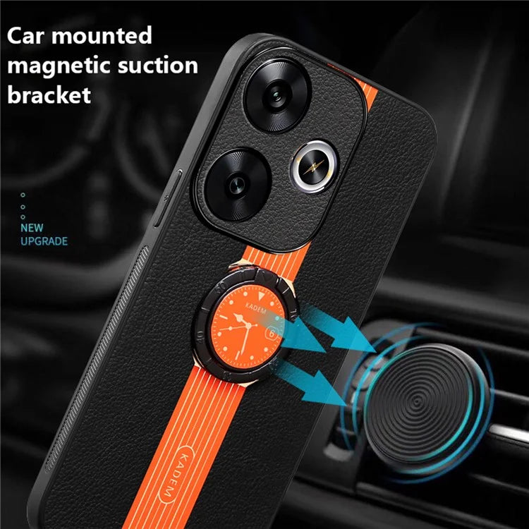 KADEM For Xiaomi Redmi 13 4G / Poco M6 4G Case Leather Back Cover Support Magnetic Car Mount